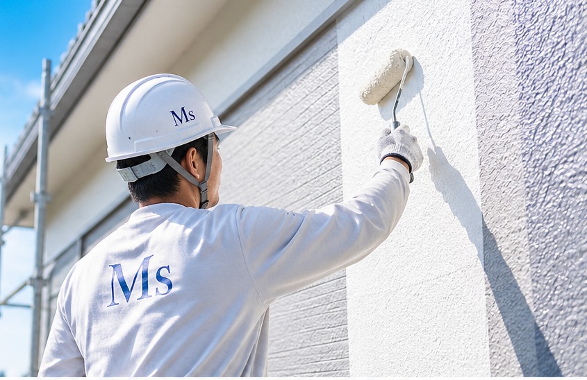 外壁塗装の職人による施工